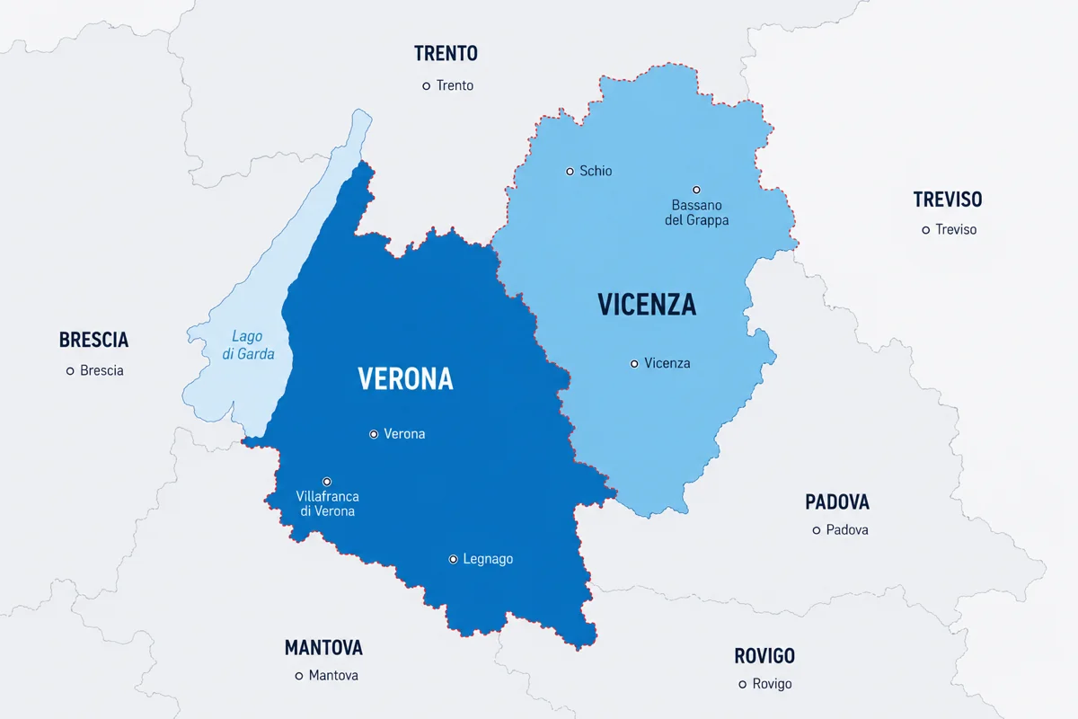 Zone di copertura di K.M.A. Servizi Elettrodomestici: provincia di Verona
